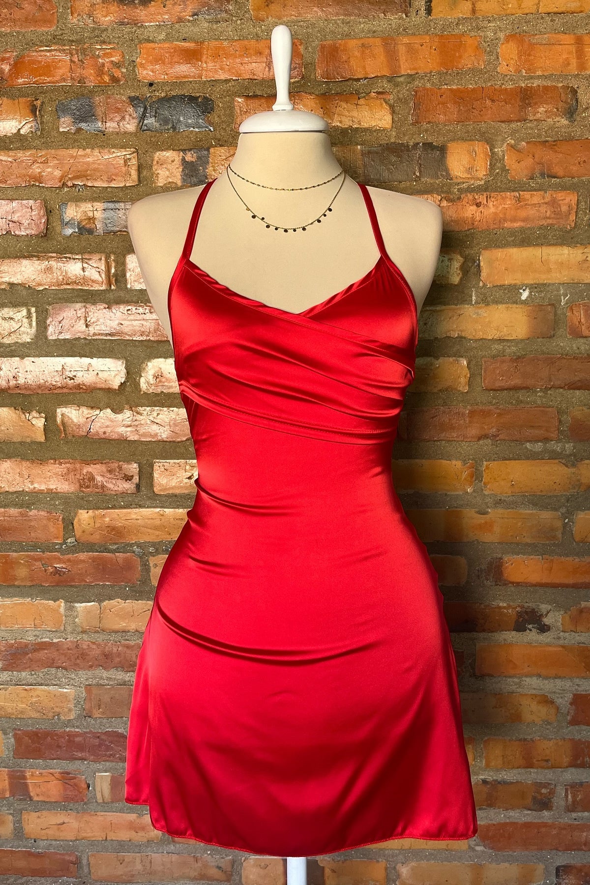 Red Spaghetti Straps Homecoming Dress