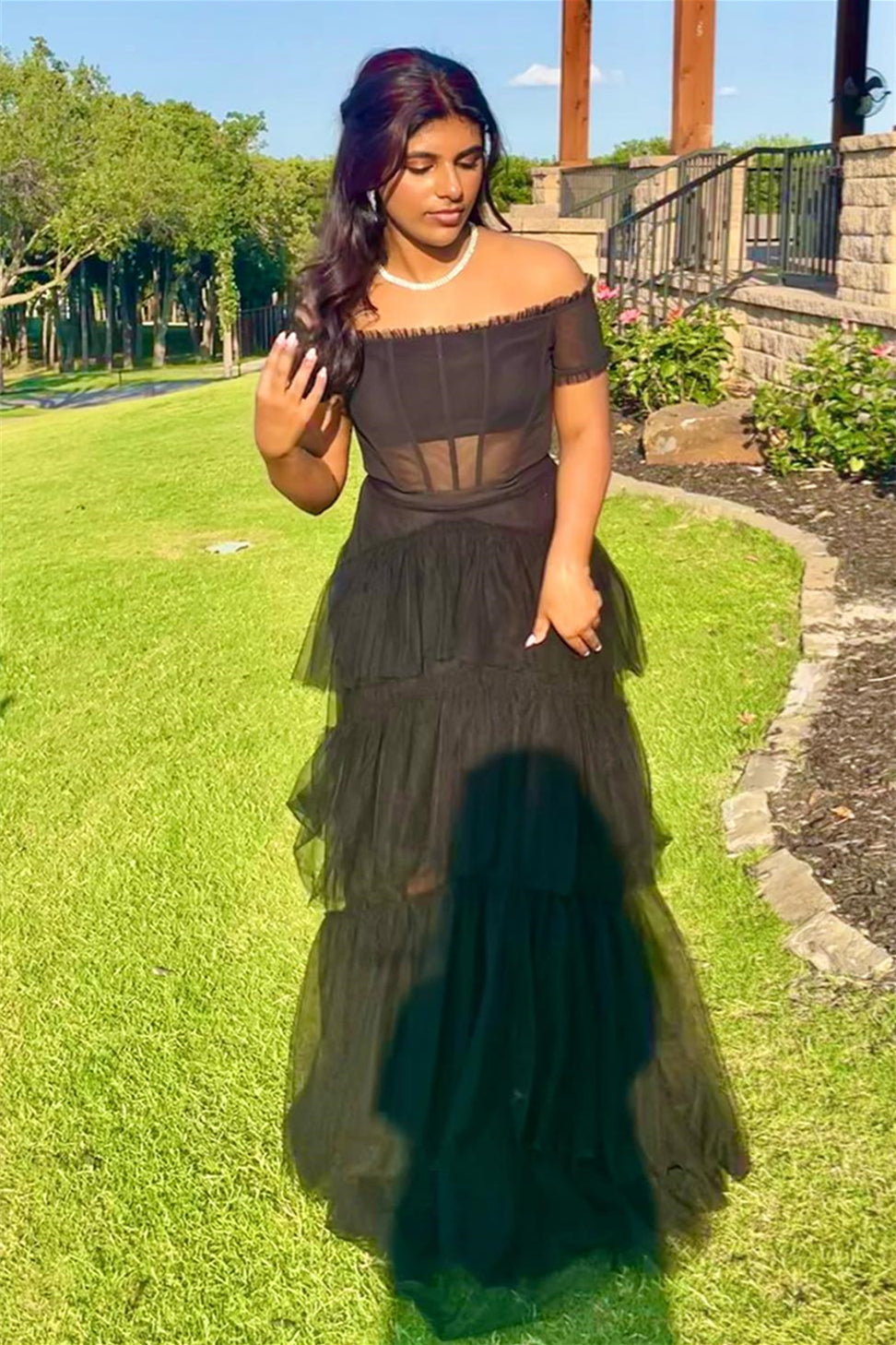 Black Ruffle Prom Dresses