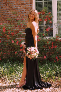 Sweetheart Black Sheer Corset Long Formal Dress