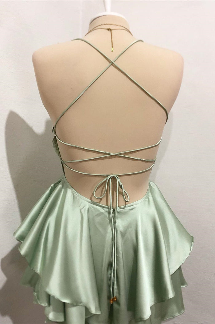 Spaghetti Straps Ruffle Homecoming Dress