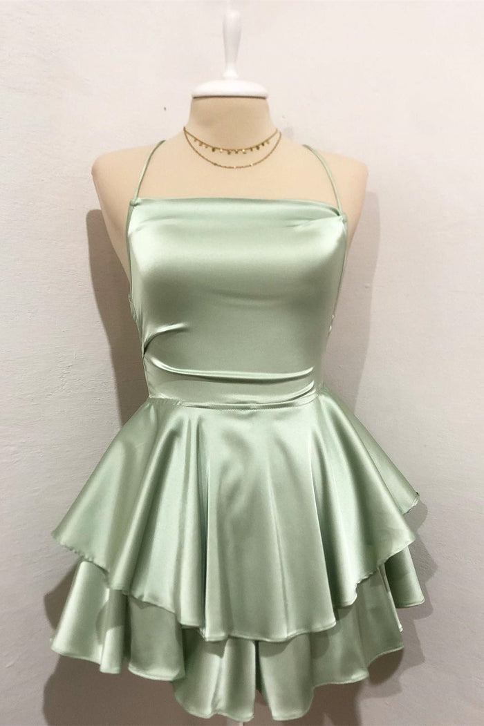 Spaghetti Straps Ruffle Homecoming Dress