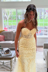 Hot Pink Appliques Sweetheart Trumpet Long Prom Gown