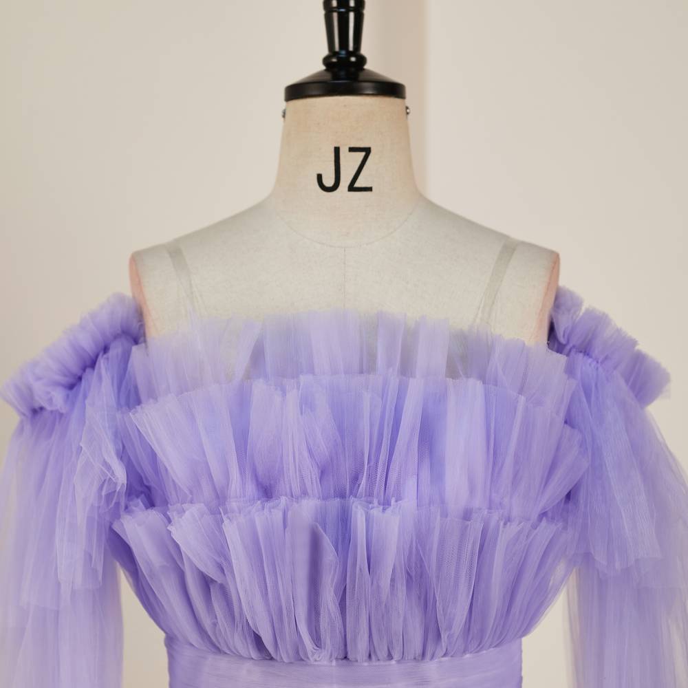 Lavender Strapless A-line Layers Homecoming Dress with Detachable Sleeves