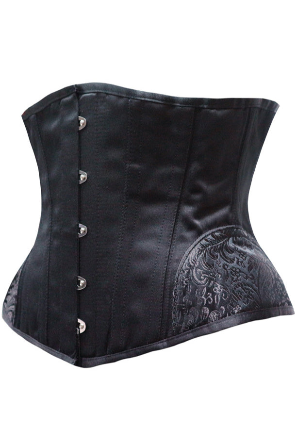 Black Underbust Corset Steel Boned Waist Trainer