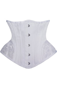 White Underbust Corset Steel Boned Waist Trainer