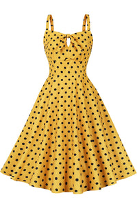 Yellow Dot A-line Silp Vintage Dress