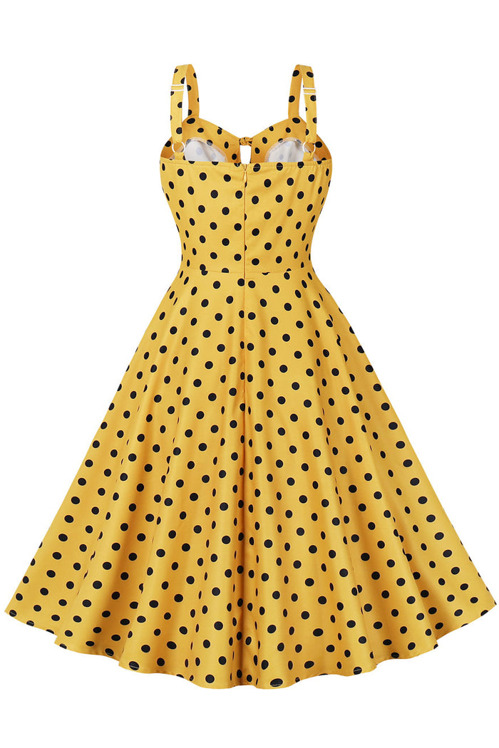 Yellow Dot A-line Silp Vintage Dress