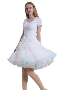 White Tulle Tutu Mini Petticoat with Iridescent Hemline