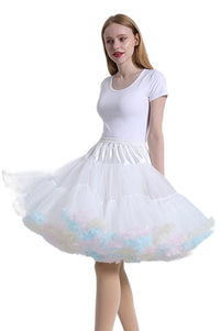 White Tulle Tutu Mini Petticoat with Iridescent Hemline