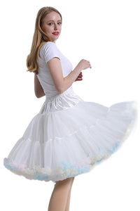 White Tulle Tutu Mini Petticoat with Iridescent Hemline