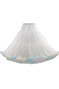 White Tulle Tutu Mini Petticoat with Iridescent Hemline