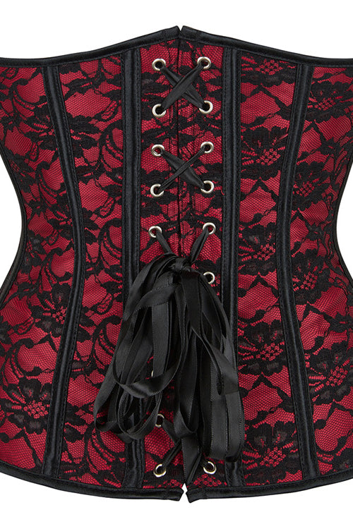 Red Strapless Laced Boned Lace-Up Bustier Corset Top