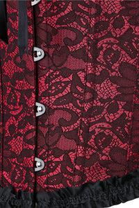 Red Ruffled Strapless Laced Lace-Up Bustier Corset Top