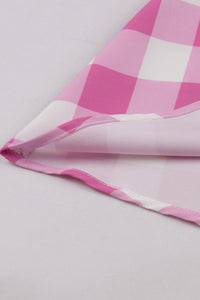 Pink Plaid Sleeveless Plaid A-line Vintage Dress