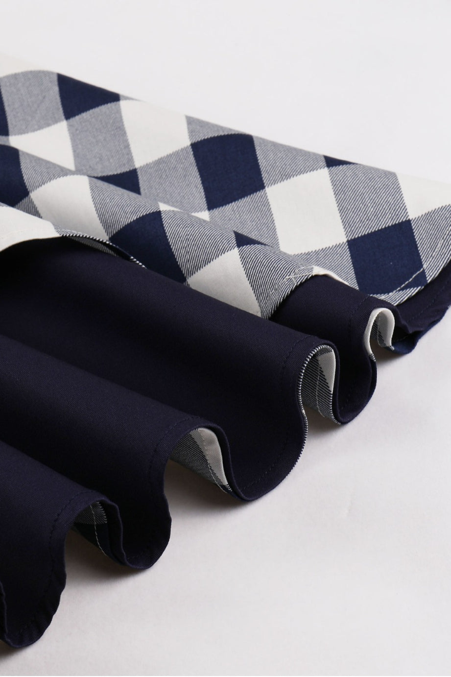 Navy Blue Plaid A-line Silp Vintage Dress with Bow