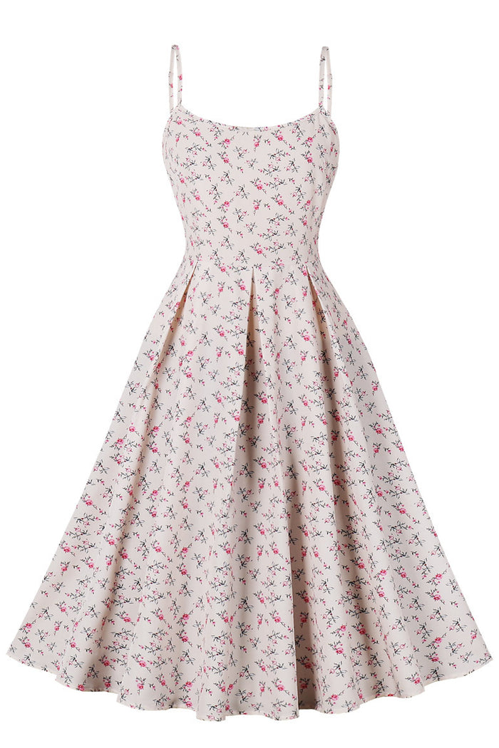 Ivory Floral A-line Slip Vinatge Dress