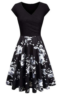 Multi Styles V Neck A-line Vintage Dress