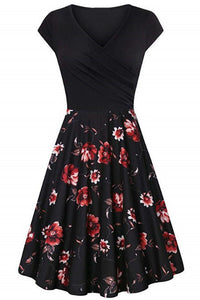 Multi Styles V Neck A-line Vintage Dress