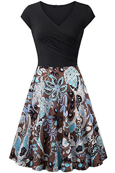 Multi Styles V Neck A-line Vintage Dress