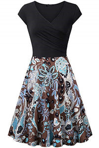 Multi Styles V Neck A-line Vintage Dress