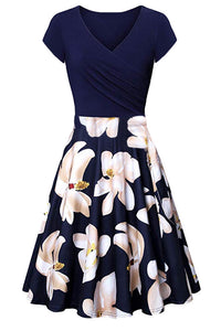 Multi Styles V Neck A-line Vintage Dress