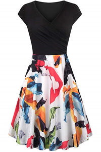 Multi Styles V Neck A-line Vintage Dress