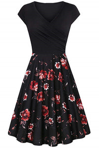 Multi Styles V Neck A-line Vintage Dress