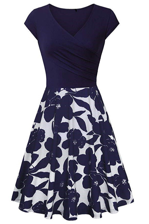 Multi Styles V Neck A-line Vintage Dress