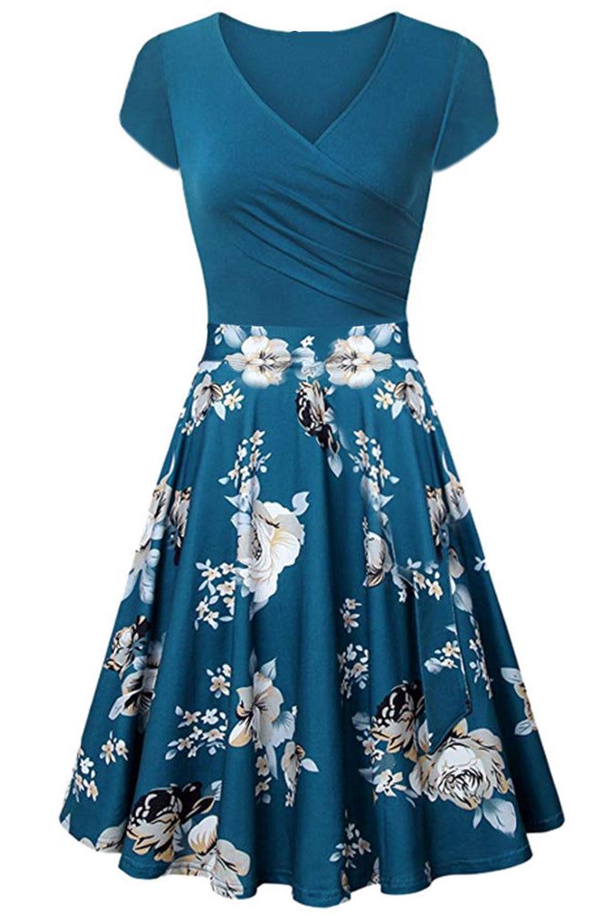 Multi Styles V Neck A-line Vintage Dress