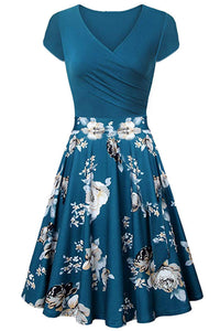 Multi Styles V Neck A-line Vintage Dress