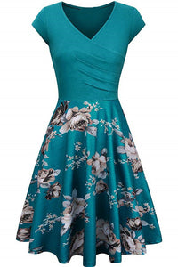 Multi Styles V Neck A-line Vintage Dress