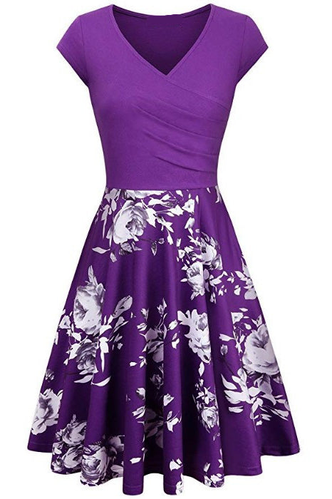 Multi Styles V Neck A-line Vintage Dress