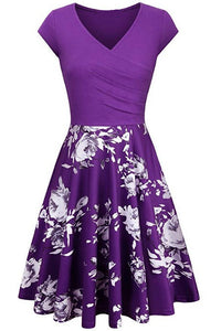 Multi Styles V Neck A-line Vintage Dress