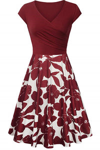 Multi Styles V Neck A-line Vintage Dress