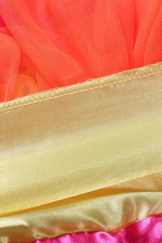 Orange and Fuchsia and Yellow Tulle Tutu Mini Petticoat