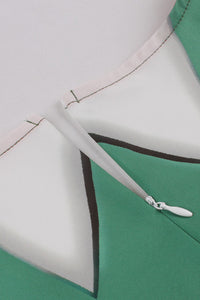 Green and Red Sleeveless A-line  Vintage Dress