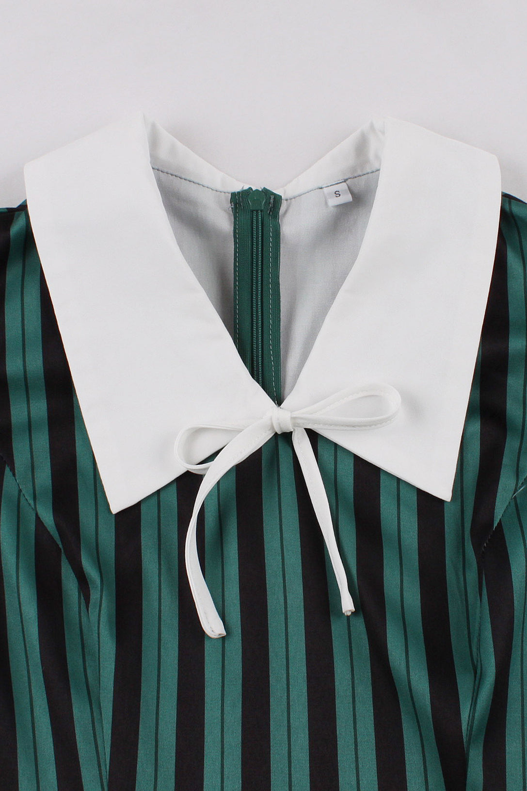 Green Shirt Collar Stripes A-line Vintage Dress