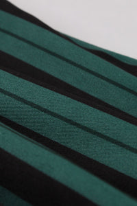 Green Stripes Lapel A-line Vintage Dress