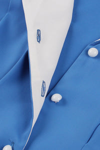 Herbene Blue Lapel A-line Vintage Dress
