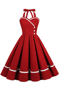 Red Halter A-line Vintage Dress