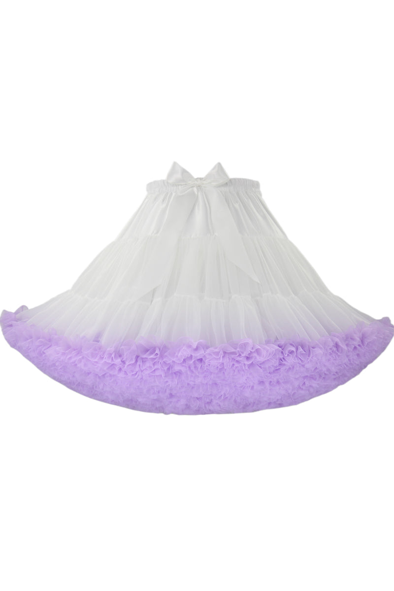 White Tulle Tutu Min Petticoat with Lavender Hemline