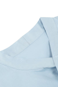 Light Blue Sleeveless Ribbon Neck A-line Vintage Dress