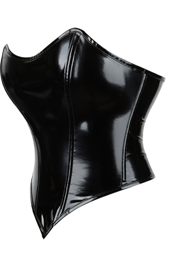 Strapless Leather Corset Lace Up Front Zipper Back Bustier Black L3521