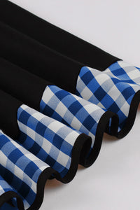 Halloween Blue Plaid Cosplay Maid Dress