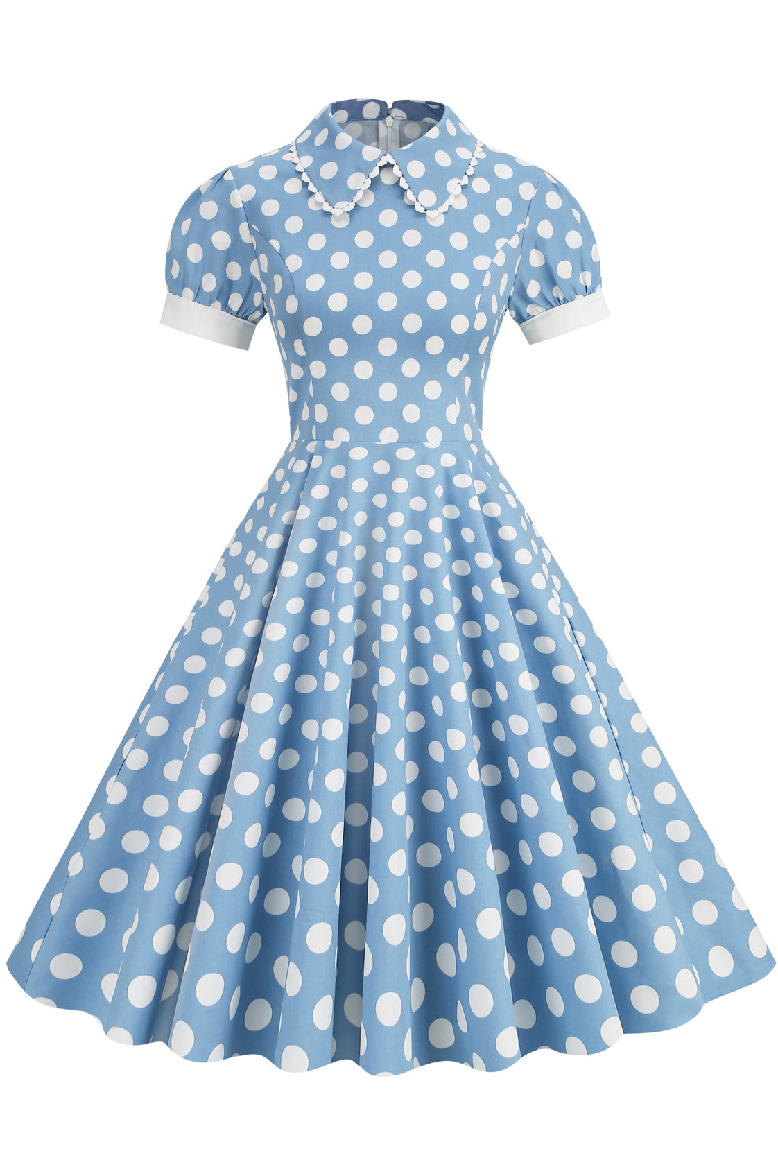 Herbene Yellow Dot Doll Collar A-line Dress