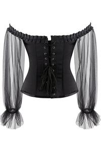 Gothic Black Off-Shoulder Illusion Long Sleeves Corset Top