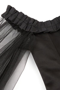 Gothic Black Off-Shoulder Illusion Long Sleeves Corset Top