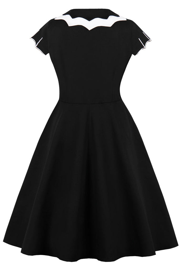 Halloween Black A-line Bat Print Vintage Dress
