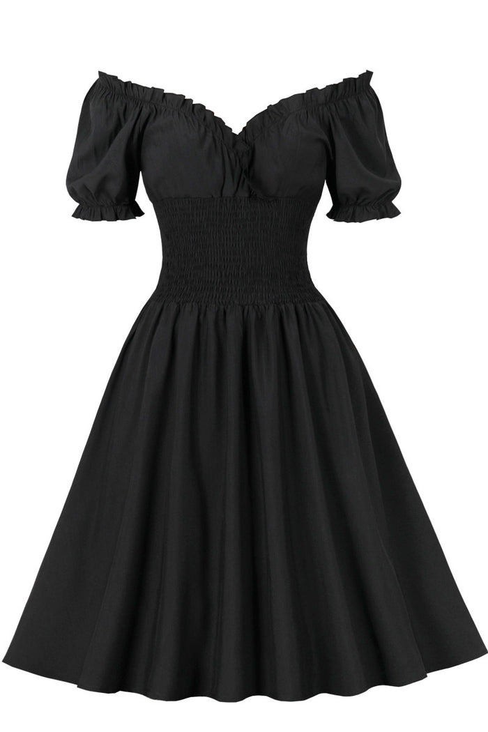 Halloween Black A-line Empire Ruffled Vintage Dress