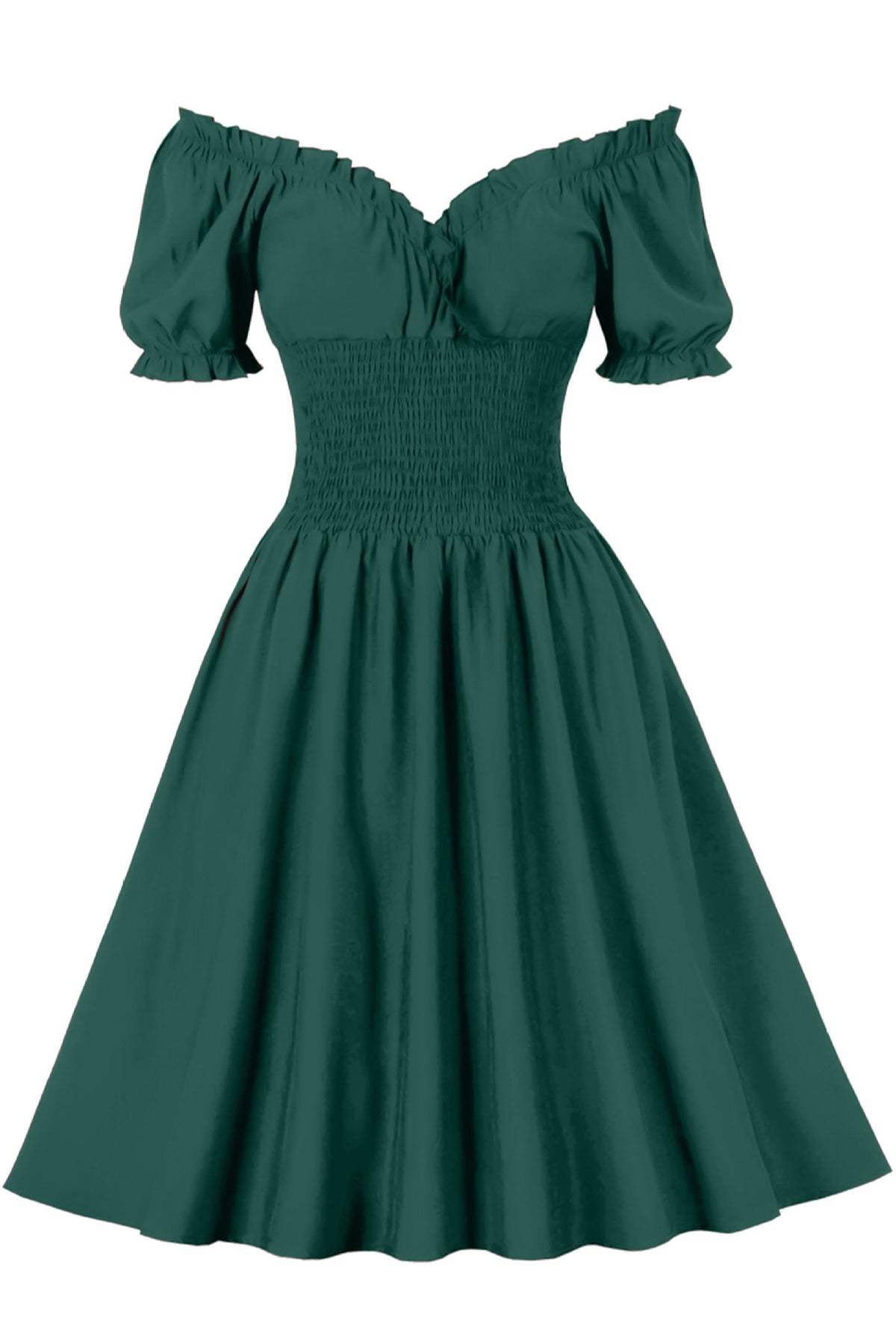 Halloween Hubter Green A-line Empire Ruffled Vintage Dress